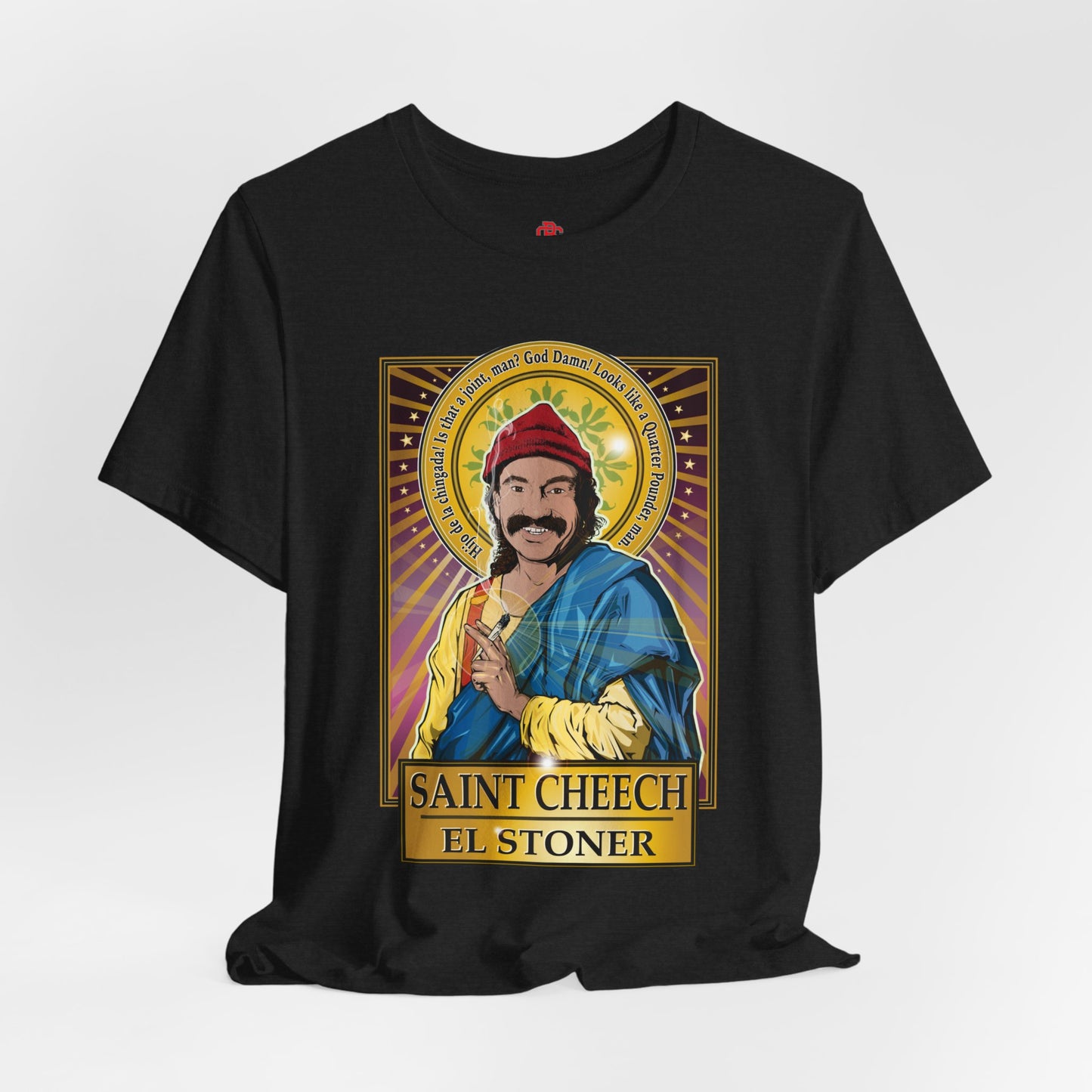 Saint Cheech El Stoner T‑Shirt — Retro Cannabis Prayer Tee