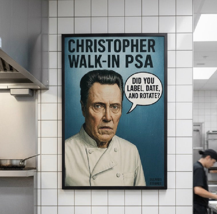 Poster — "Christopher Walk-In PSA: Did You Label, Date, and Rotate?"