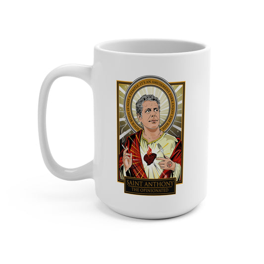 Saint Anthony Bourdain Mug – 15oz Saint Anthony Bourdain Tribute Coffee Cup