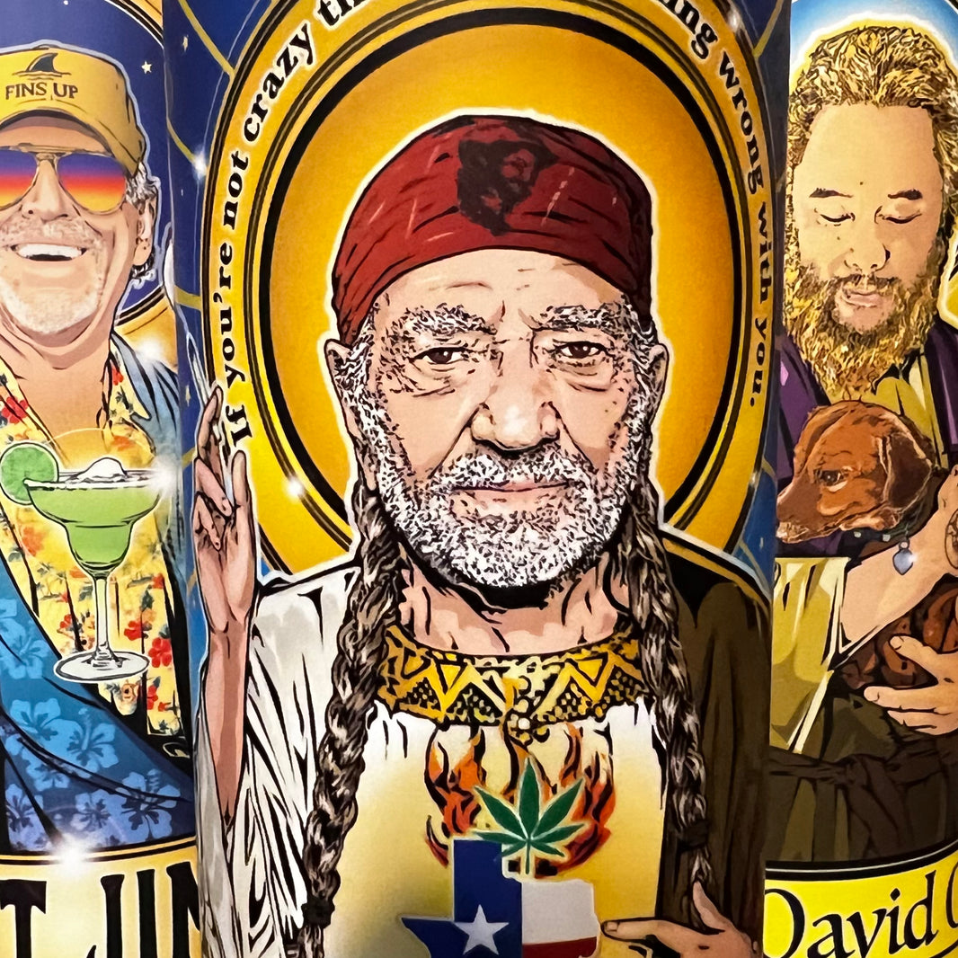 Saint Willie Patron of Hippies & Cowboys Candle Cleaverandblade.com