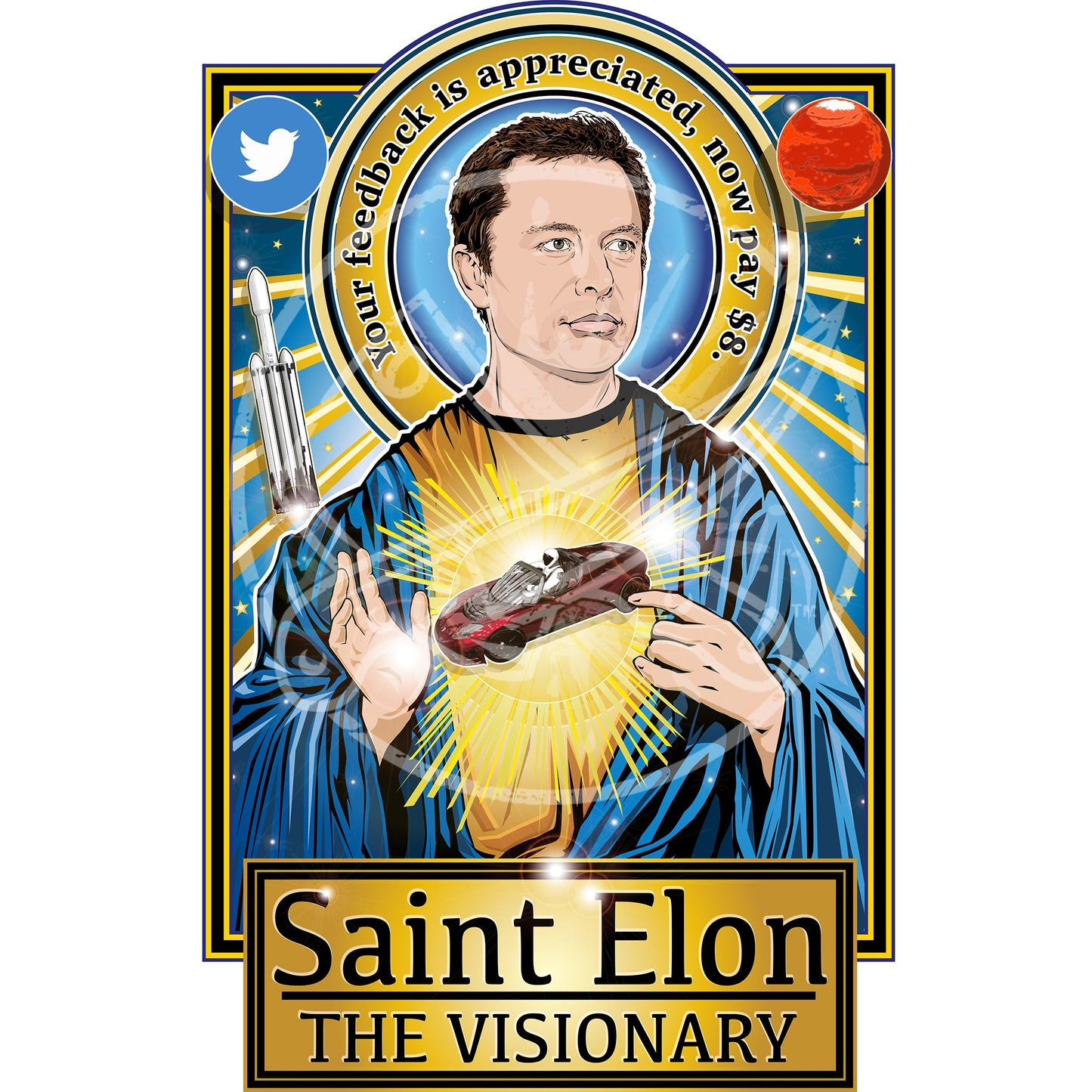 Saint Elon the Visionary Poster Cleaverandblade.com