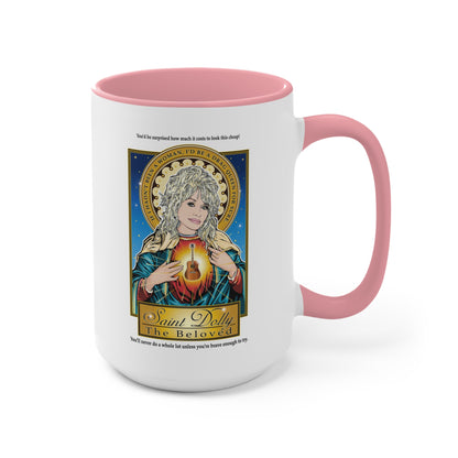 Dolly Parton Saint Portrait Accent Mug — Inspirational Music Lover Coffee Cup