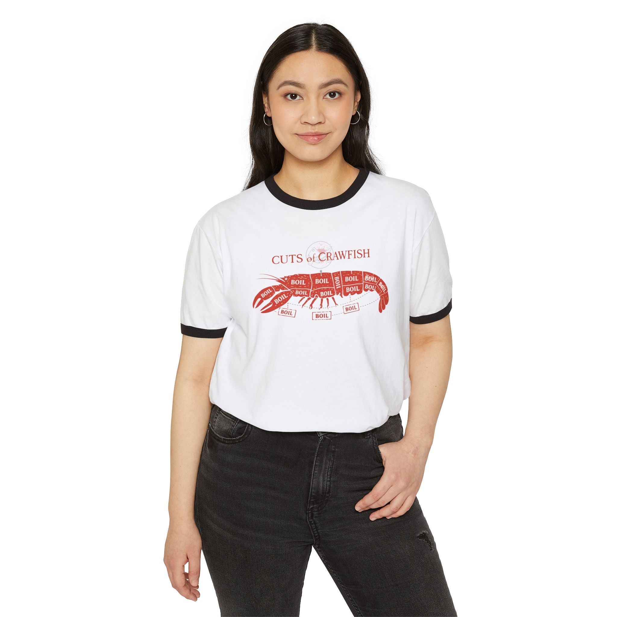 Crawfish Cuts Ringer T-Shirt — Southern Seafood Boil Tee