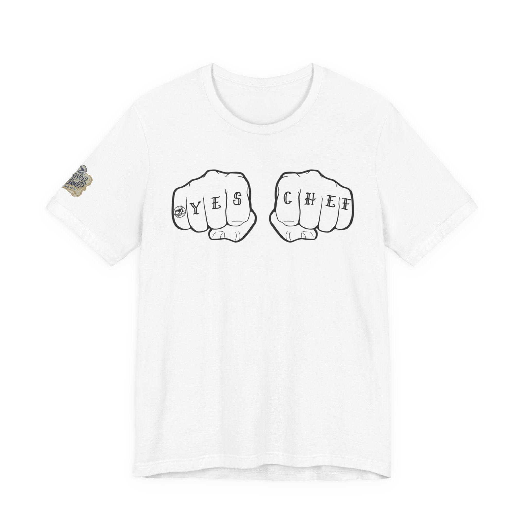 Knuckle Tattoo 'YES CHEF' T-Shirt — Chef Kitchen Tattoo Graphic Tee