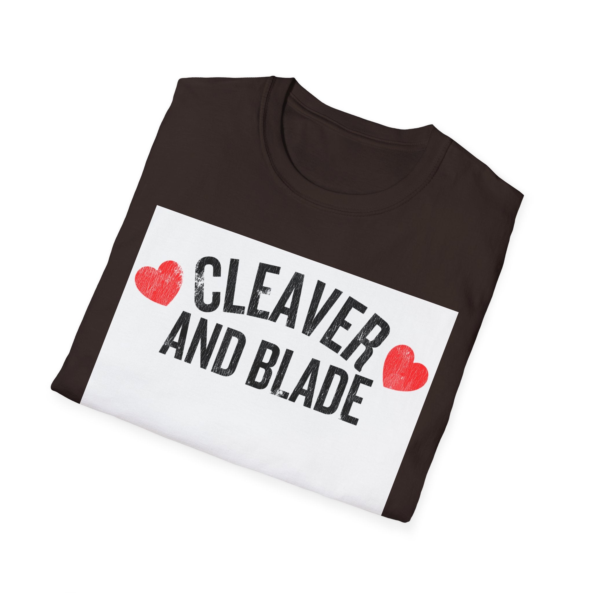 Cleaver And Blade T-Shirt — Cute Kitchen Couple Chef Shirt with Heart Accents