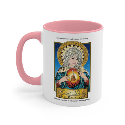 Dolly Parton Saint Portrait Accent Mug — Inspirational Music Lover Coffee Cup