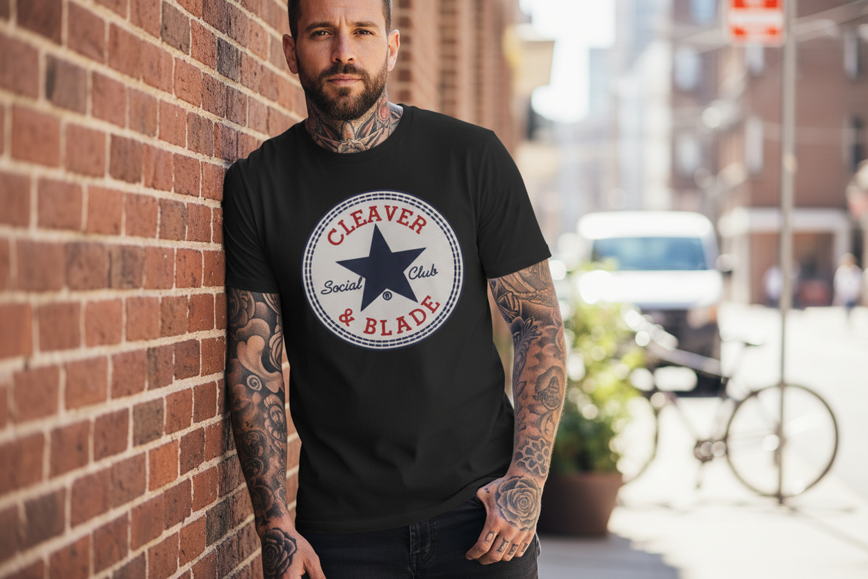 Cleaver & Blade Social Club Tee — Vintage Star Logo T-Shirt