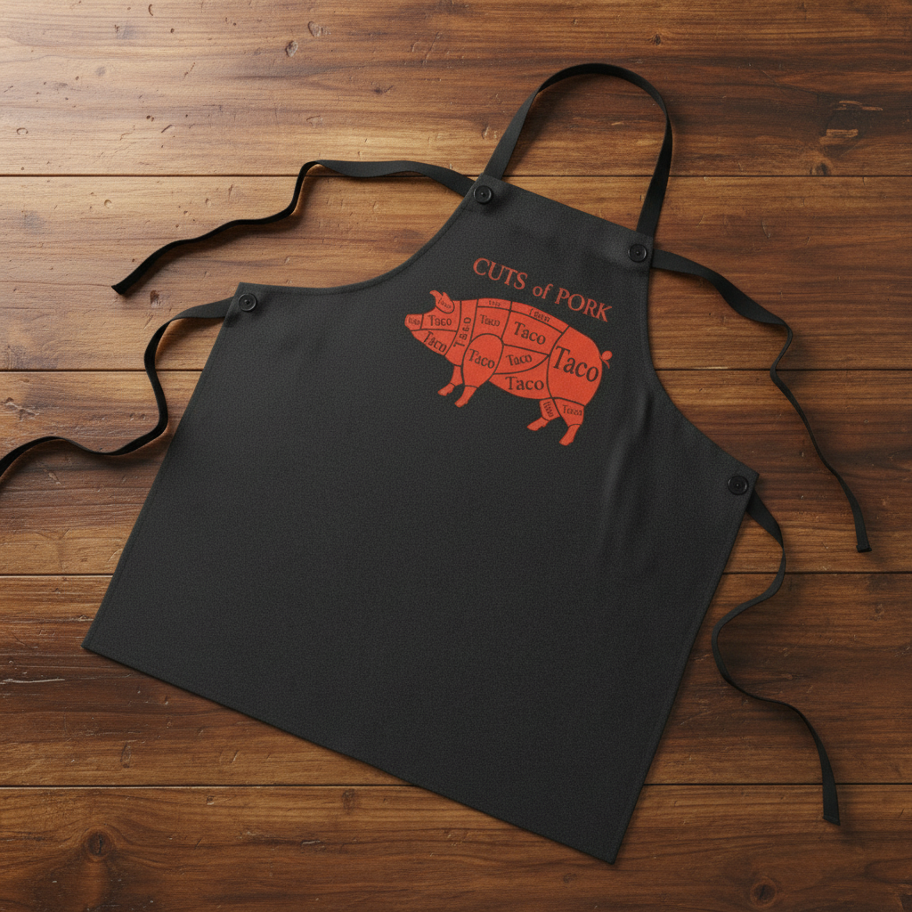 Apron — 'Cuts of Pork' BBQ Cooking Apron with Pig Butcher Diagram