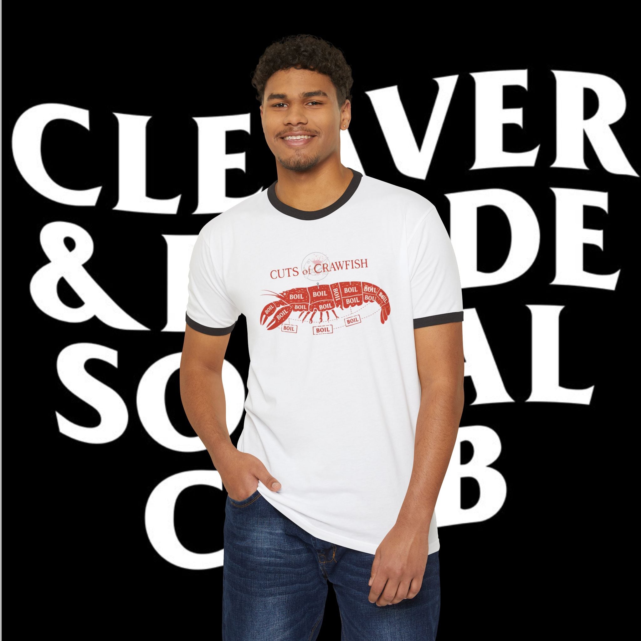 Crawfish Cuts Ringer T-Shirt — Southern Seafood Boil Tee