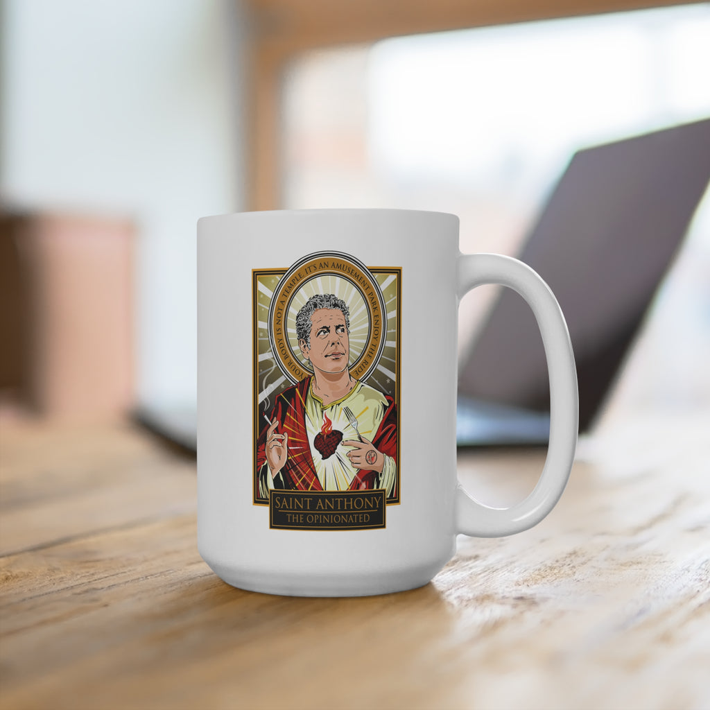 Saint Anthony Bourdain Mug – 15oz Saint Anthony Bourdain Tribute Coffee Cup