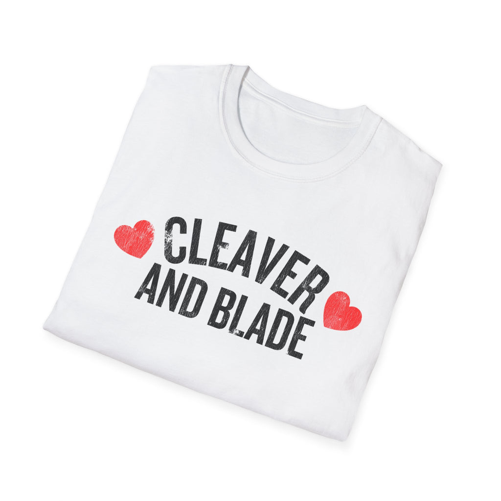 Cleaver And Blade T-Shirt — Cute Kitchen Couple Chef Shirt with Heart Accents