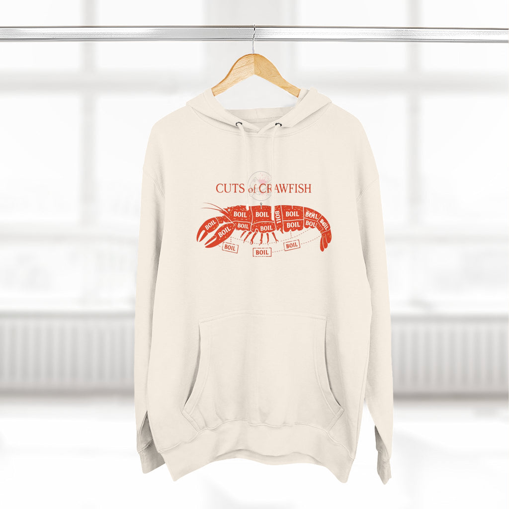 Crawfish Cuts Diagram Hoodie — Seafood Lover Graphic Fleece Hoodie