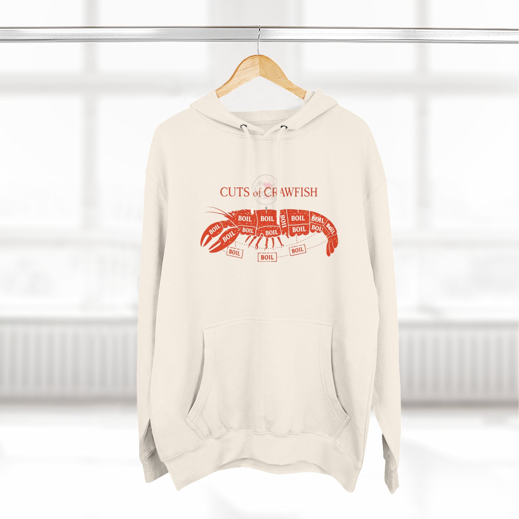 Crawfish Cuts Diagram Hoodie — Seafood Lover Graphic Fleece Hoodie