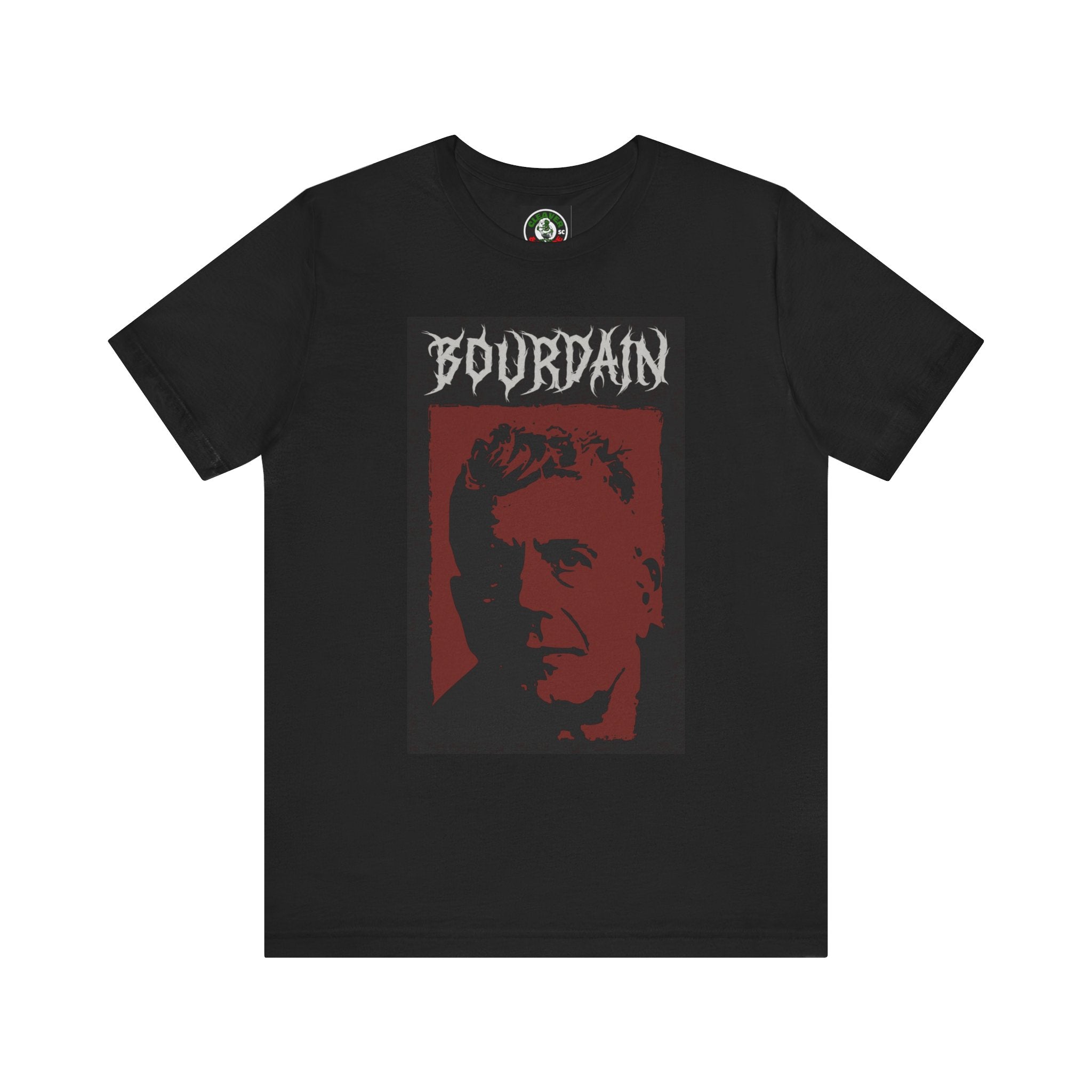 Portrait Graphic Tee - "Bourdain" Retro Red & Black Design