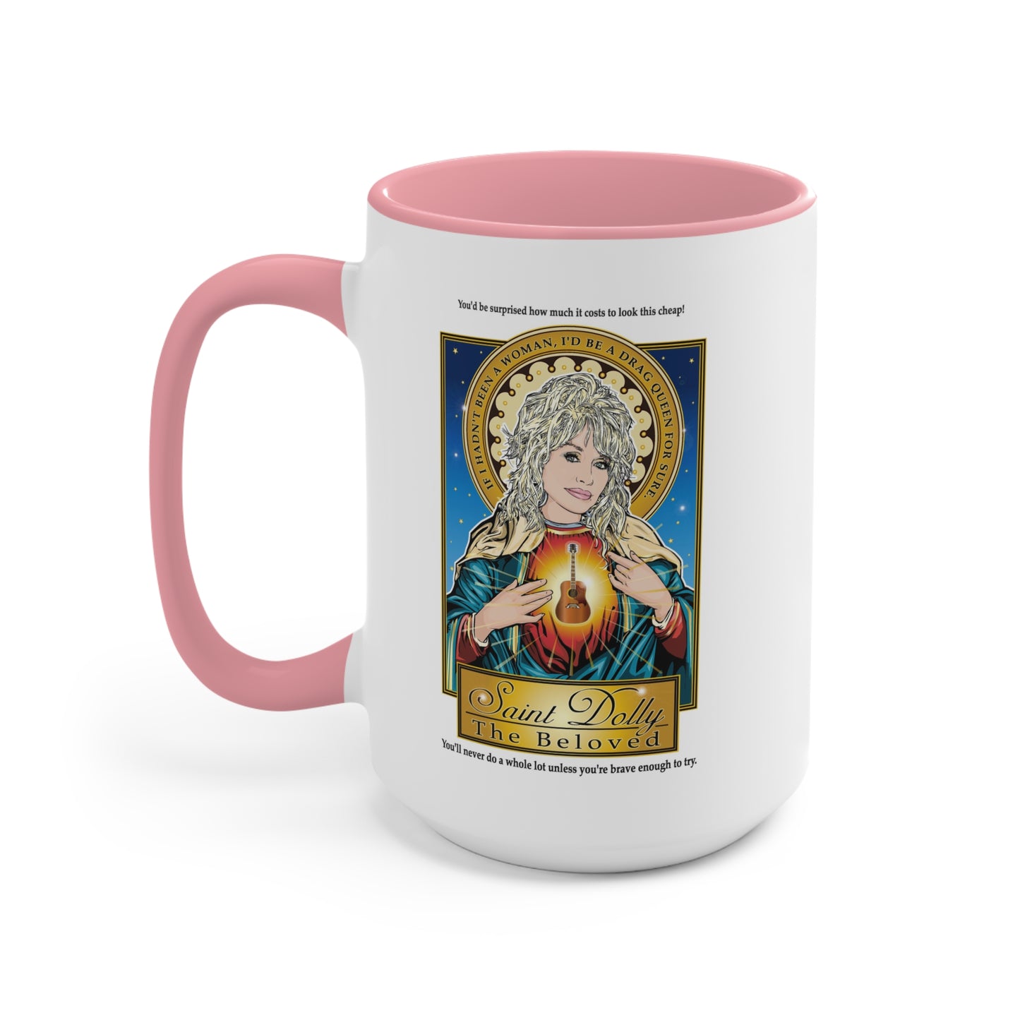 Dolly Parton Saint Portrait Accent Mug — Inspirational Music Lover Coffee Cup
