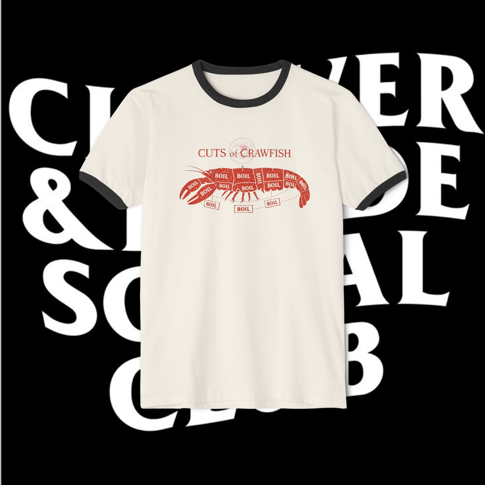 Crawfish Cuts Ringer T-Shirt — Southern Seafood Boil Tee