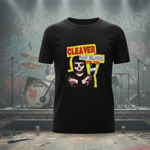 Cleaver and Blade Graphic Tee — Retro Grim Reaper Knife Club Shirt