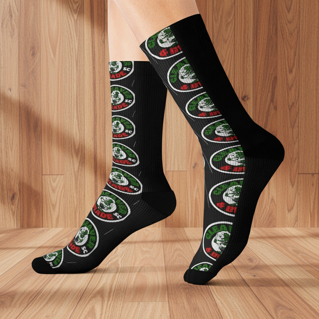 Soccer Club Emblem Sublimation Socks — Custom Team Logo Athletic Crew Socks