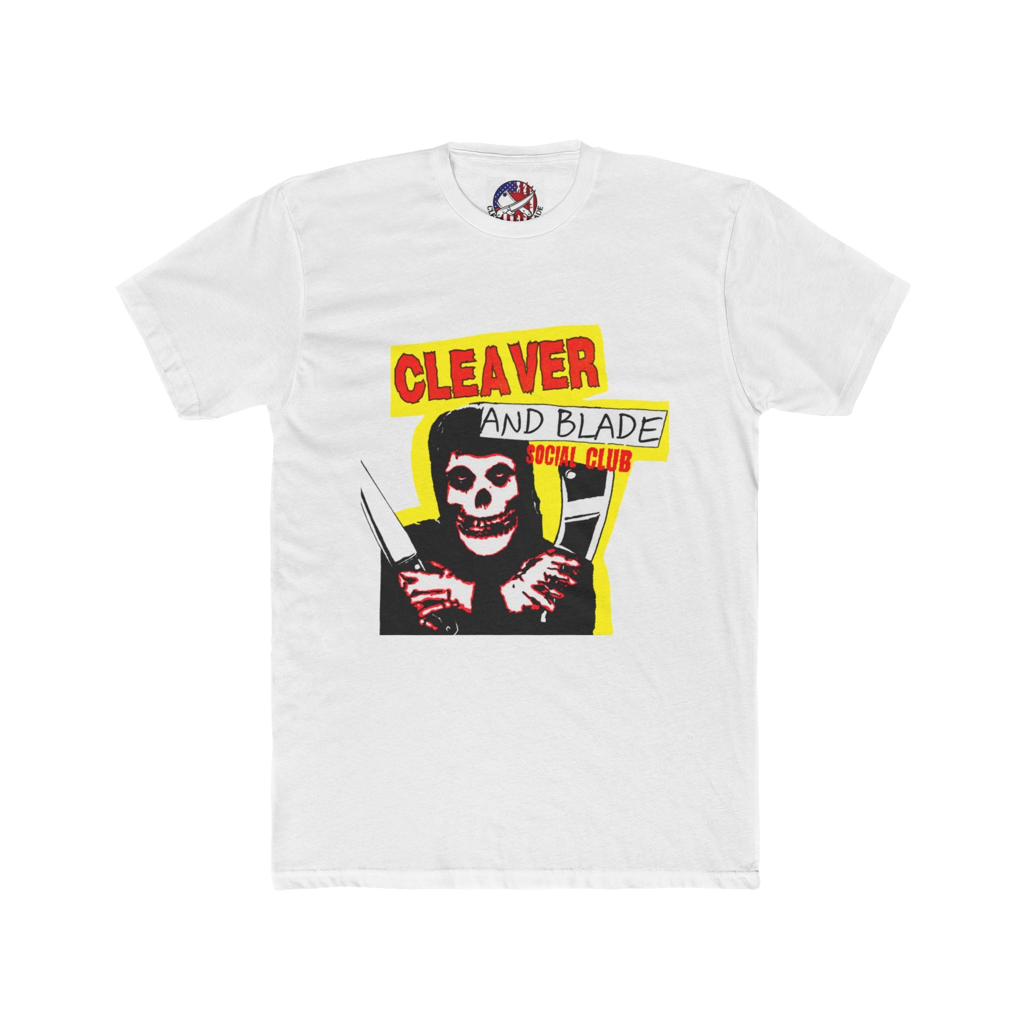 Cleaver and Blade Graphic Tee — Retro Grim Reaper Knife Club Shirt