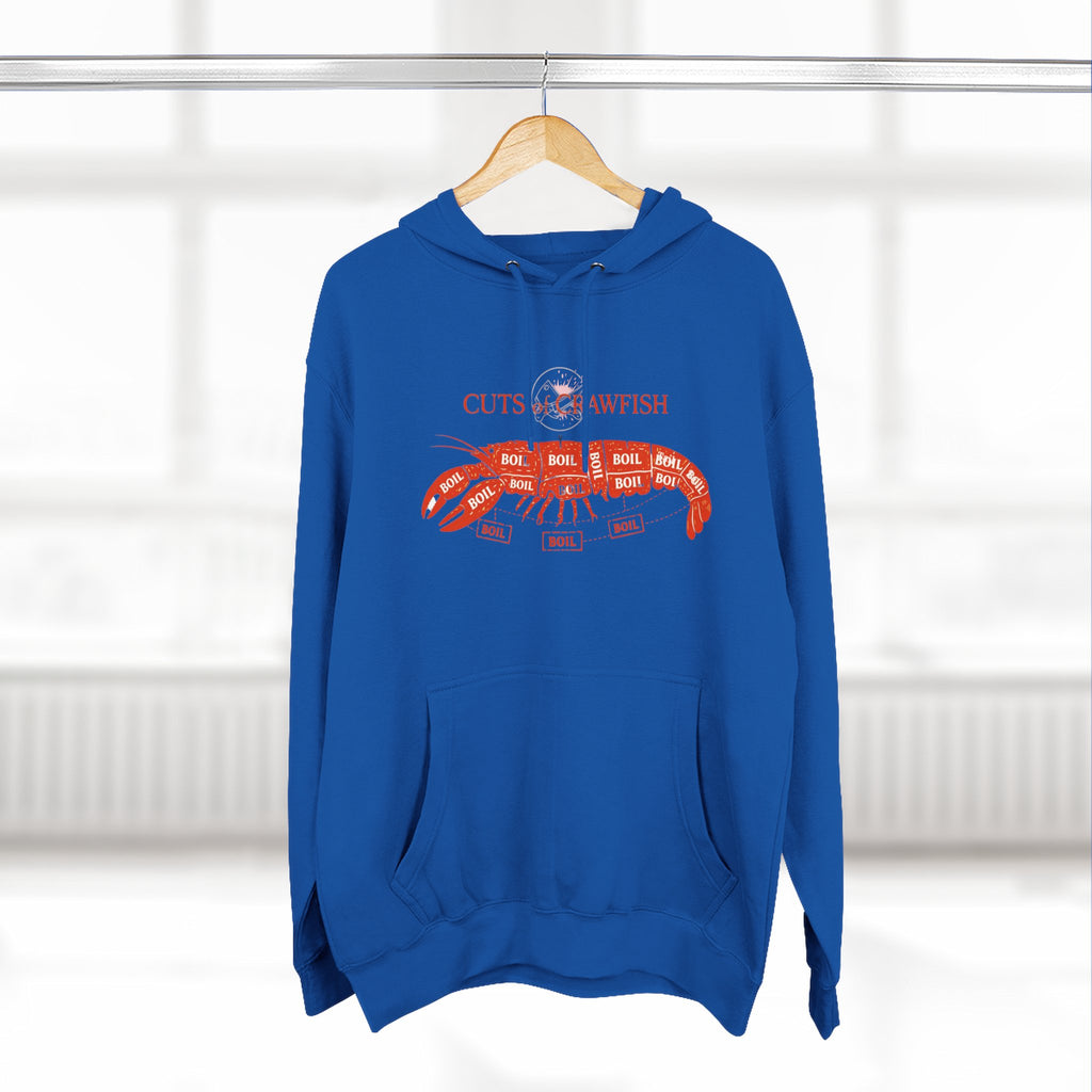 Crawfish Cuts Diagram Hoodie — Seafood Lover Graphic Fleece Hoodie