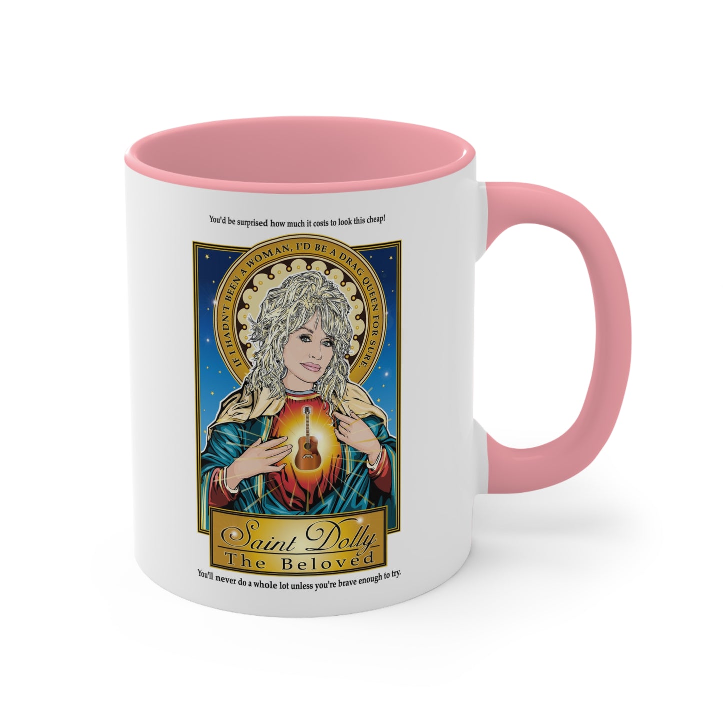 Dolly Parton Saint Portrait Accent Mug — Inspirational Music Lover Coffee Cup