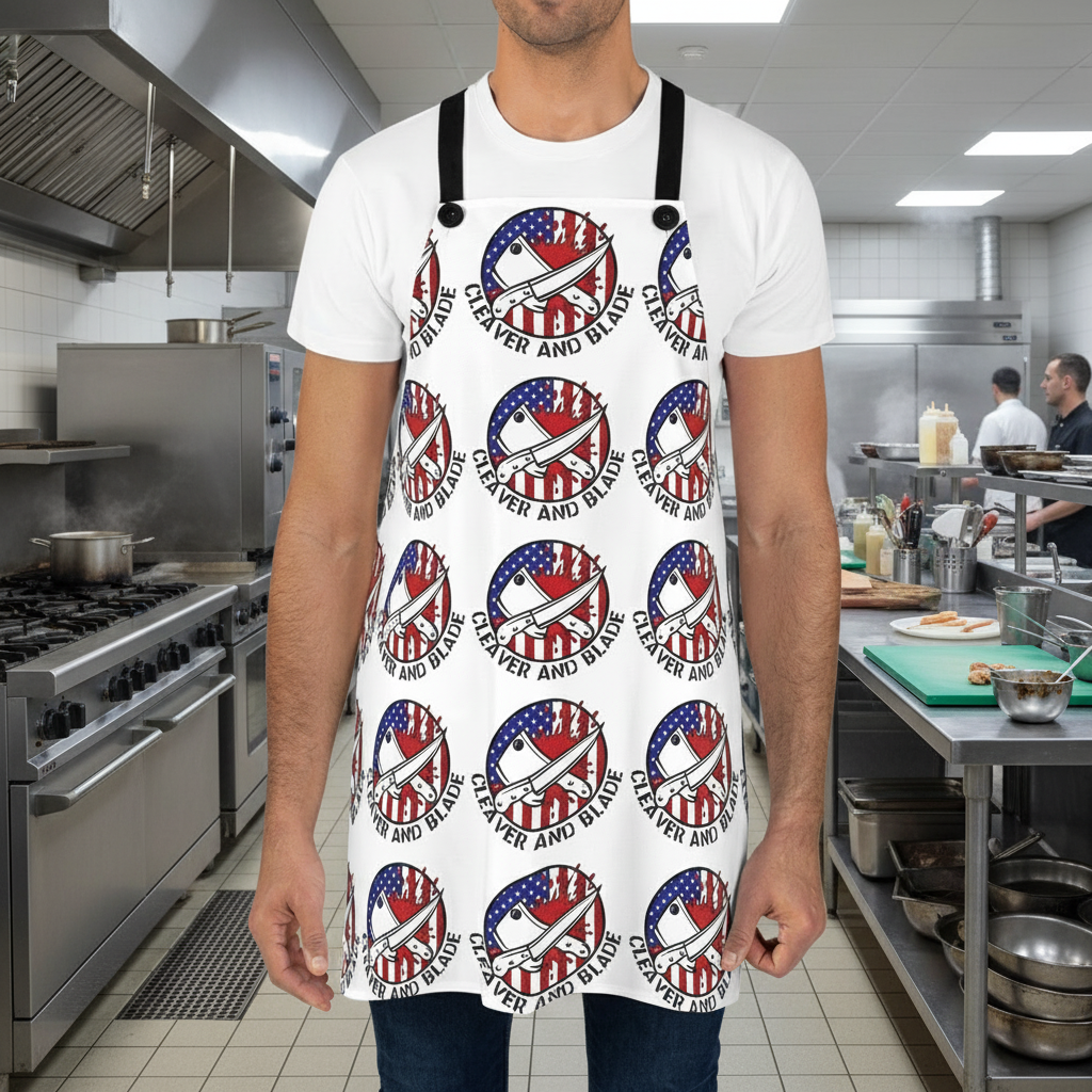 American Cleaver and Blade Pattern Apron — Patriotic Chef BBQ Gift