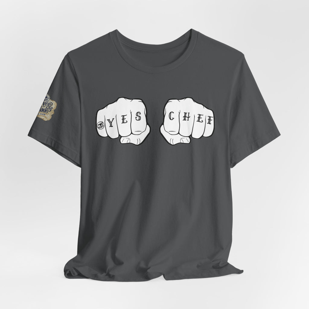 Knuckle Tattoo 'YES CHEF' T-Shirt — Chef Kitchen Tattoo Graphic Tee