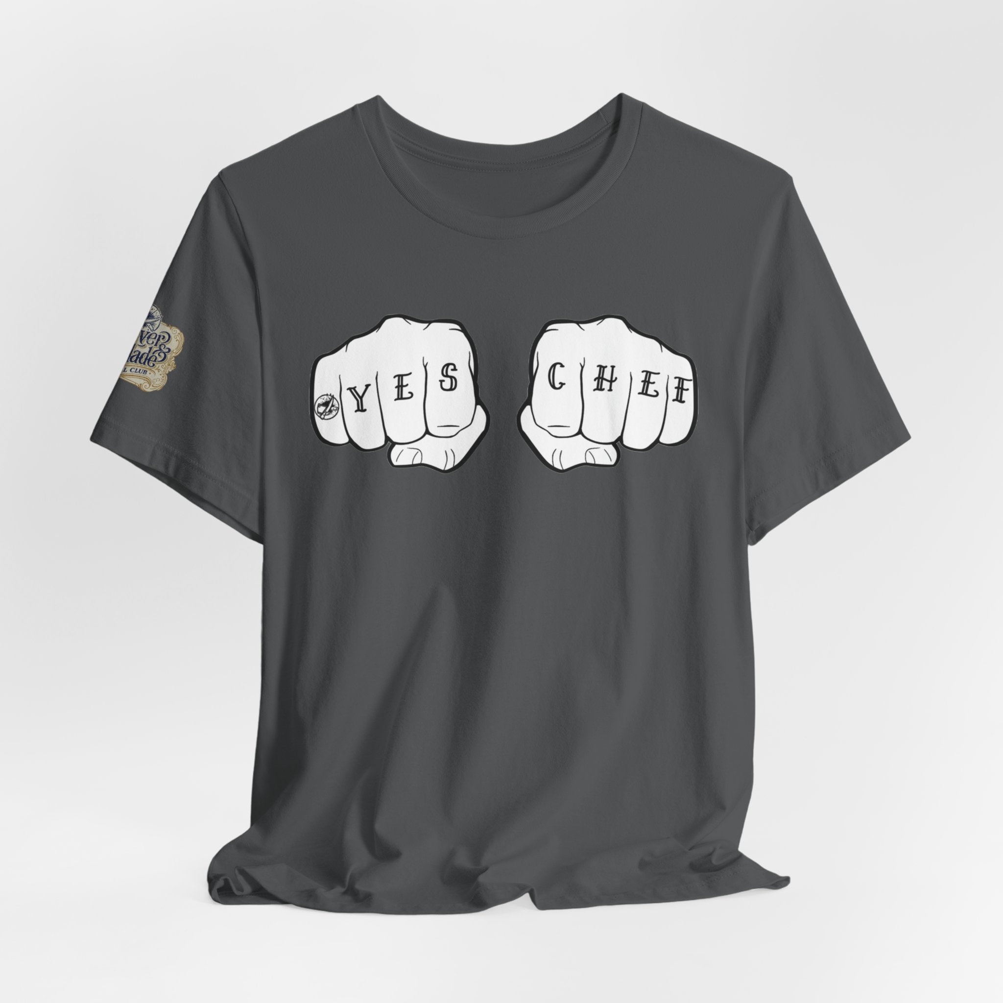 Knuckle Tattoo 'YES CHEF' T-Shirt — Chef Kitchen Tattoo Graphic Tee