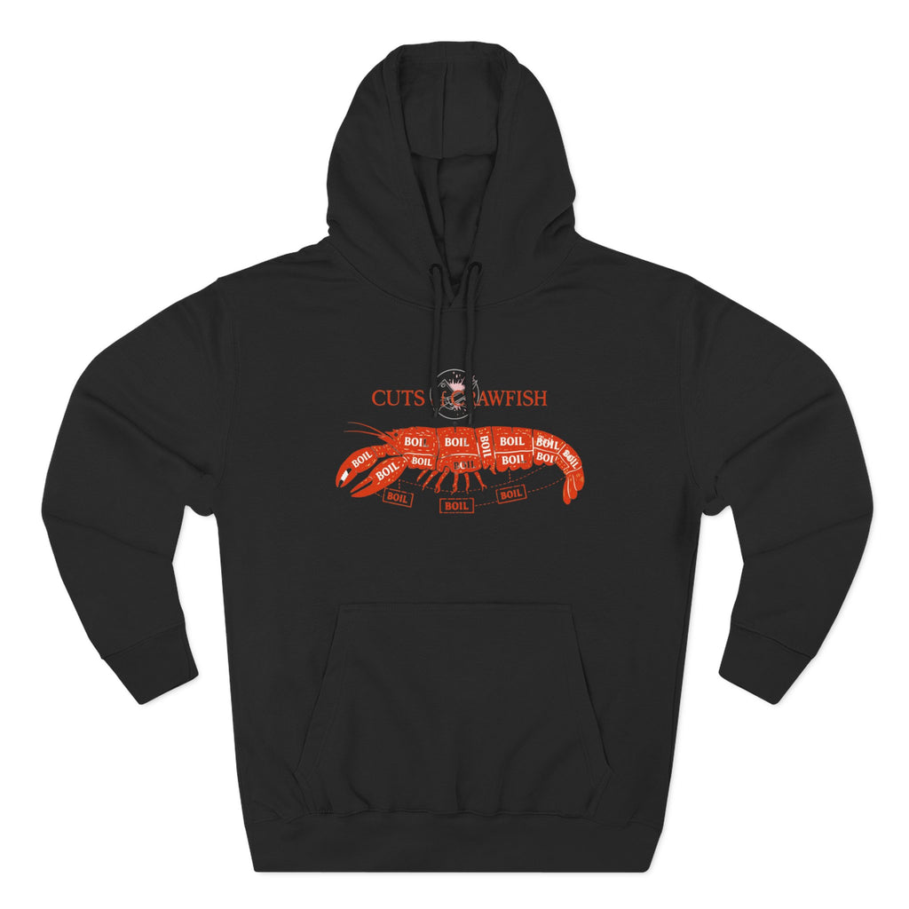 Crawfish Cuts Diagram Hoodie — Seafood Lover Graphic Fleece Hoodie
