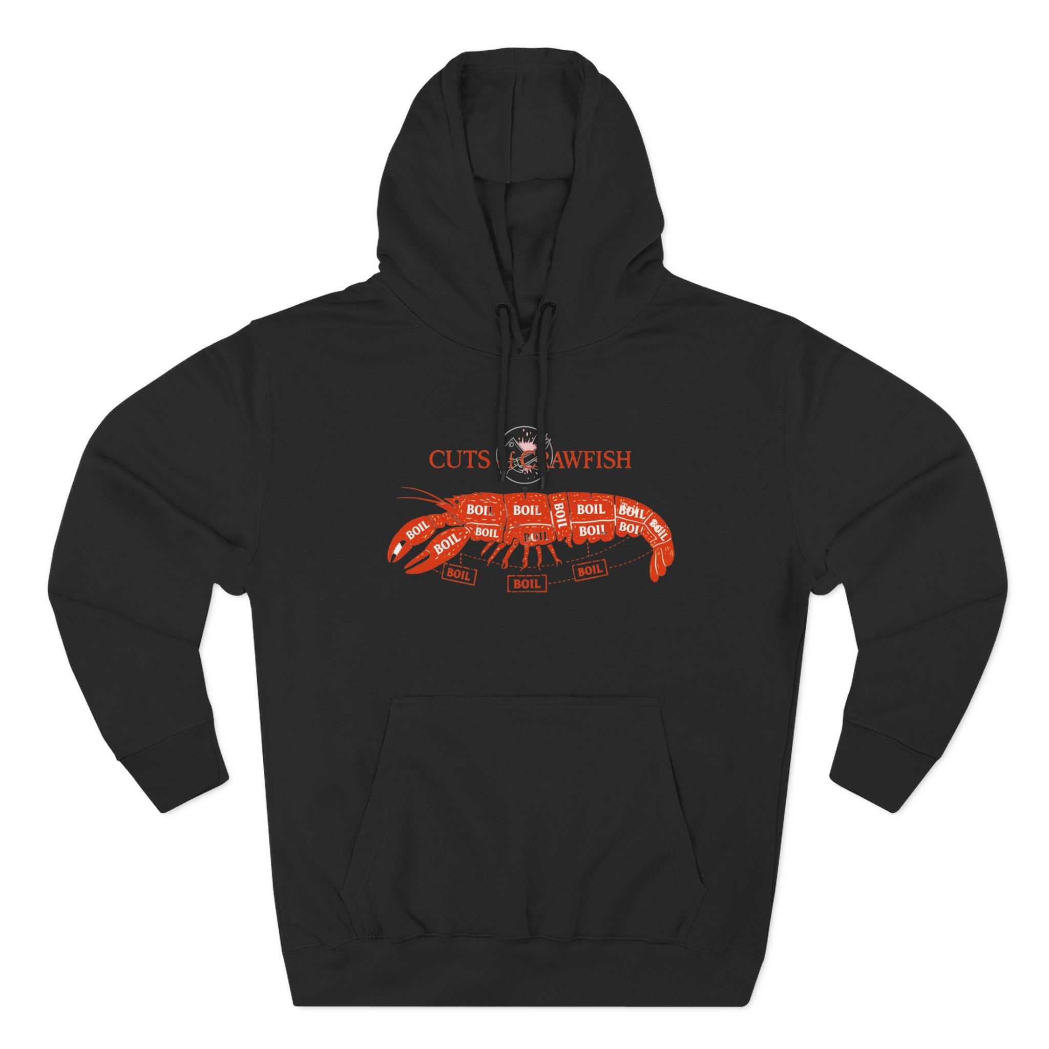Crawfish Cuts Diagram Hoodie — Seafood Lover Graphic Fleece Hoodie