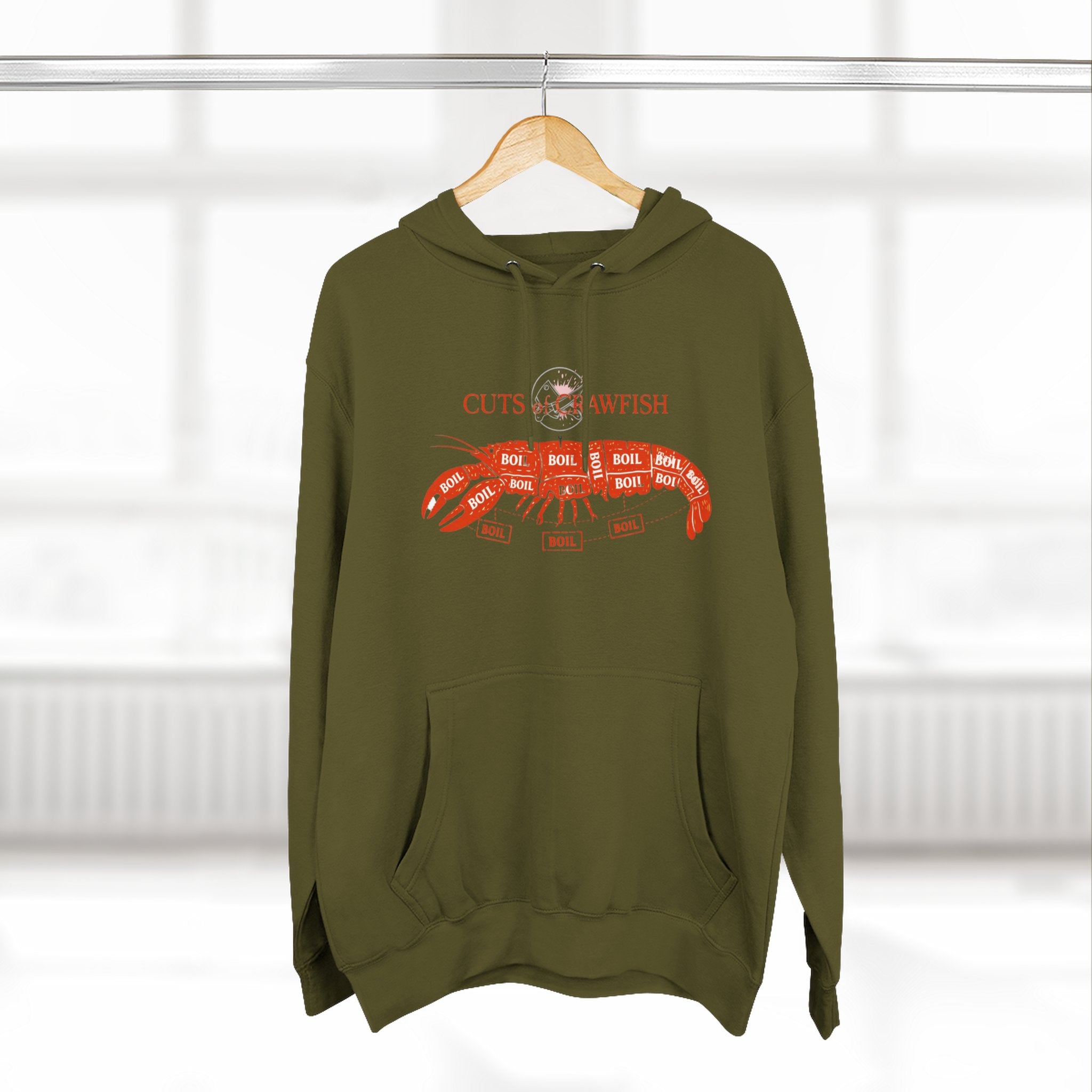 Crawfish Cuts Diagram Hoodie — Seafood Lover Graphic Fleece Hoodie