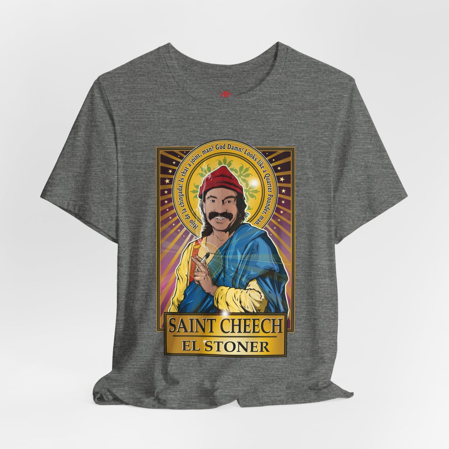 Saint Cheech El Stoner T‑Shirt — Retro Cannabis Prayer Tee