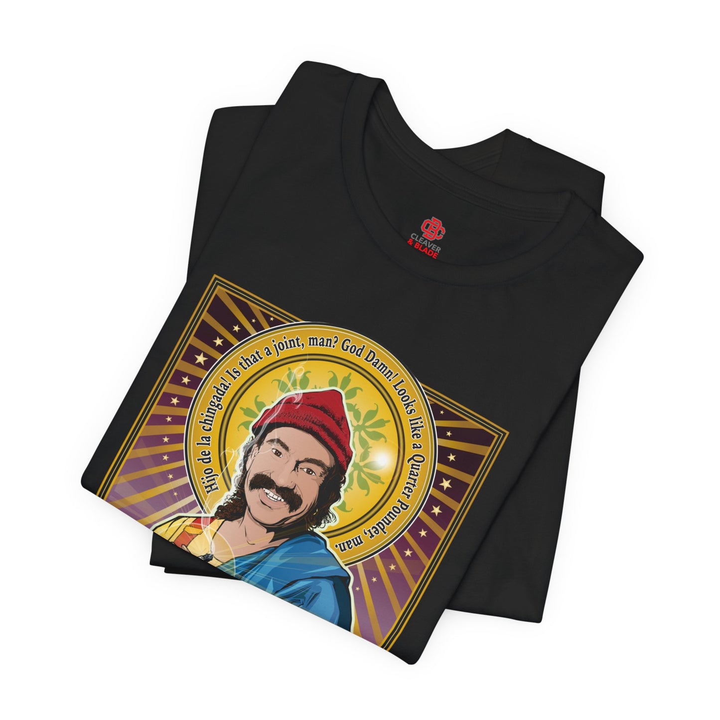 Saint Cheech El Stoner T‑Shirt — Retro Cannabis Prayer Tee