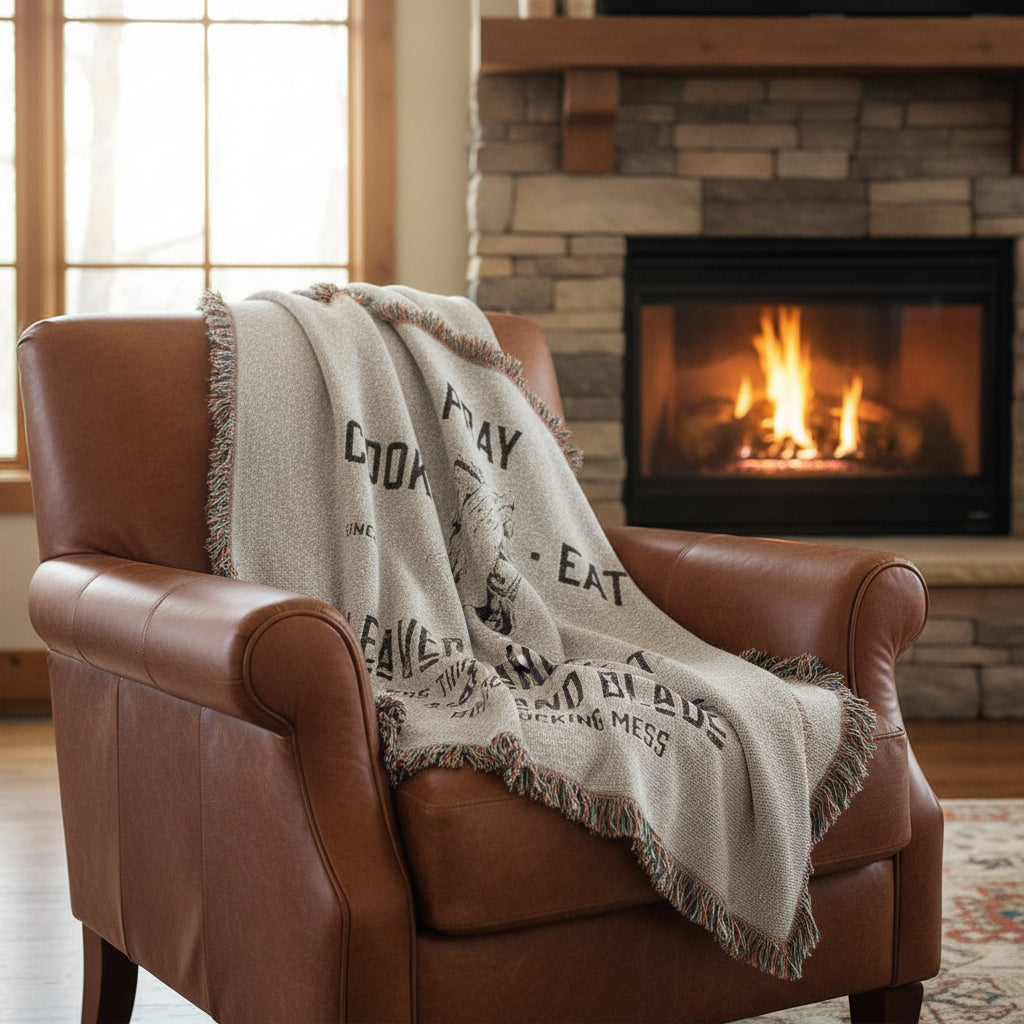 Pray Cook Eat Woven Blanket — Clever and Blade Kitchen Throw