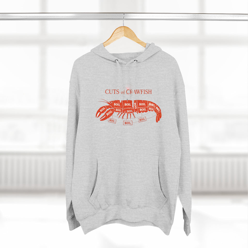 Crawfish Cuts Diagram Hoodie — Seafood Lover Graphic Fleece Hoodie