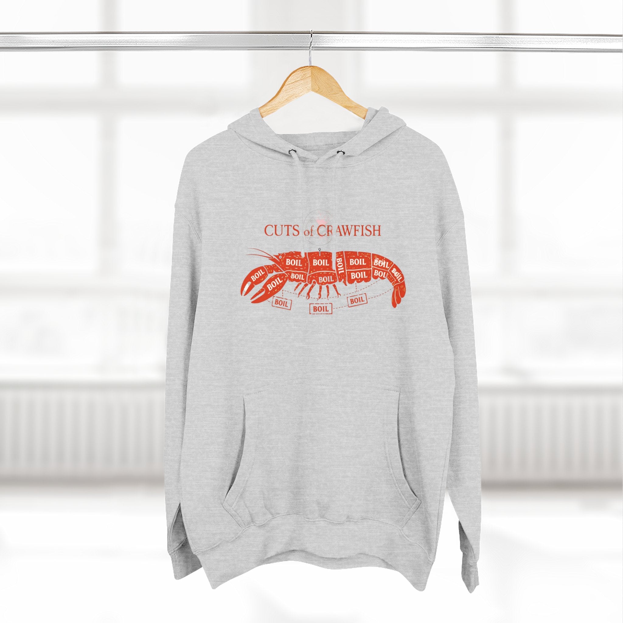 Crawfish Cuts Diagram Hoodie — Seafood Lover Graphic Fleece Hoodie