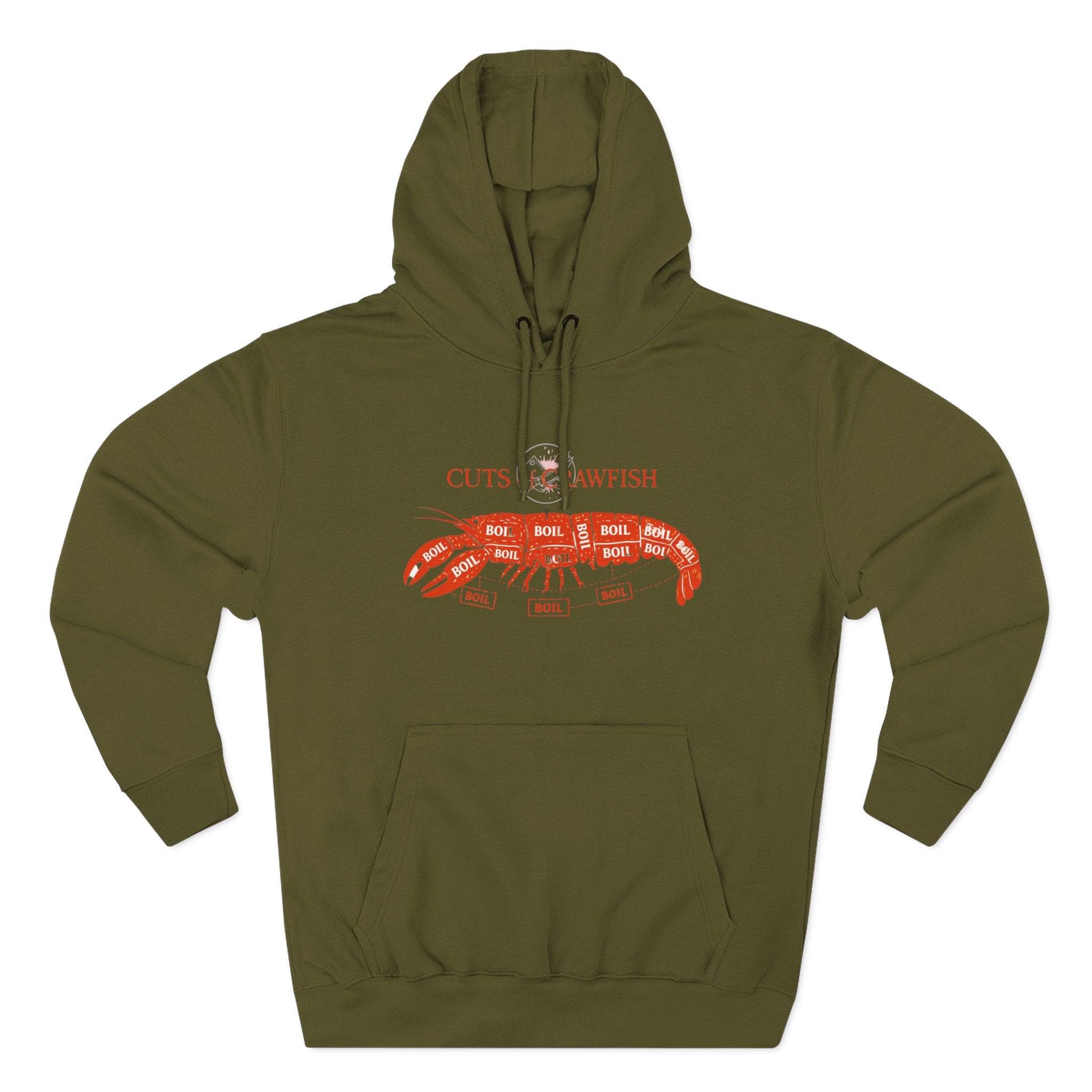 Crawfish Cuts Diagram Hoodie — Seafood Lover Graphic Fleece Hoodie