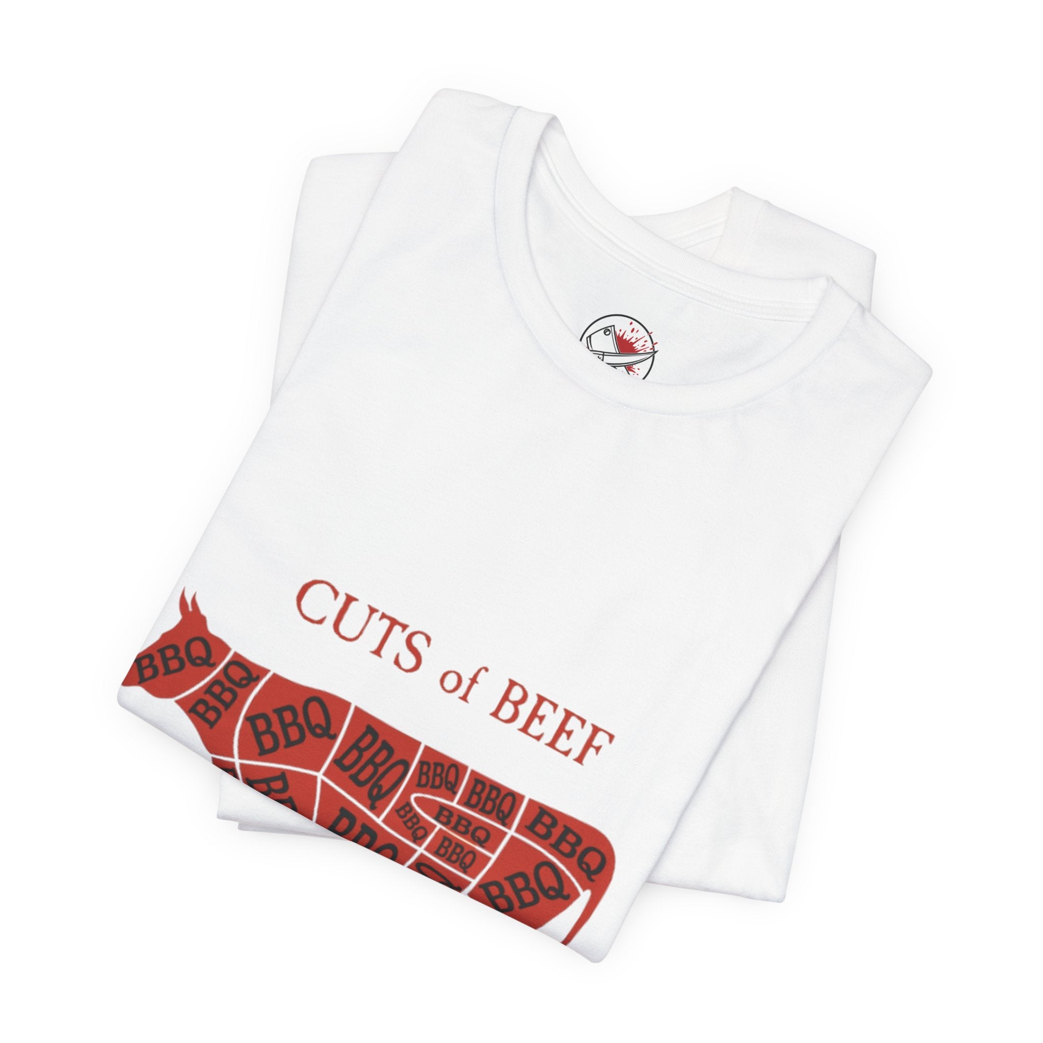 BBQ Butcher Cut Cow T‑Shirt — Vintage Barbecue Meat Diagram Tee