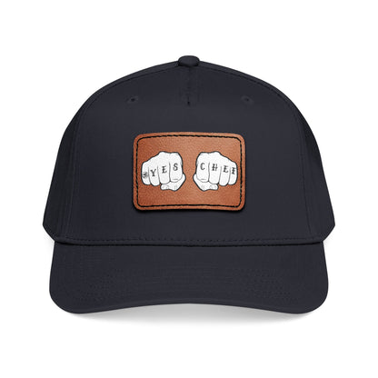 Leather Patch Baseball Cap — 'Yes Chef' Knuckle Tattoo Design