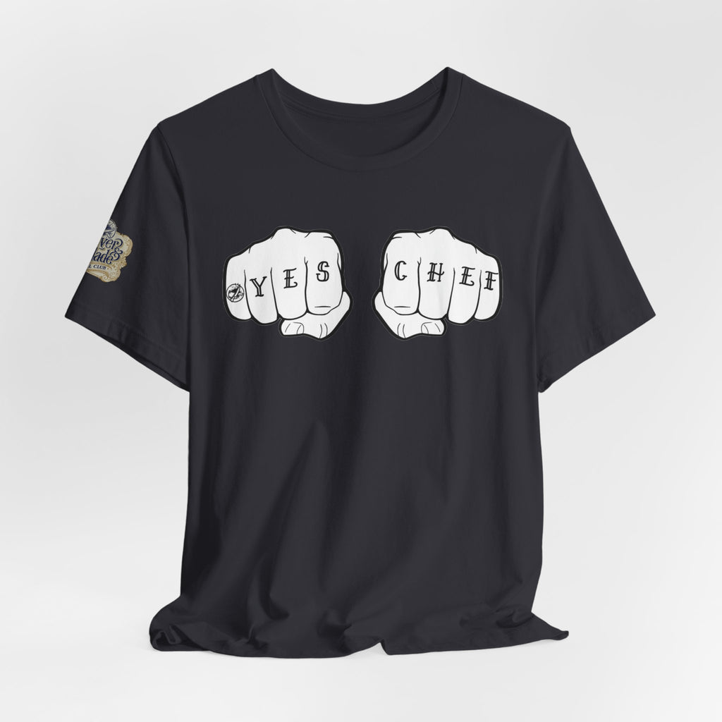 Knuckle Tattoo 'YES CHEF' T-Shirt — Chef Kitchen Tattoo Graphic Tee