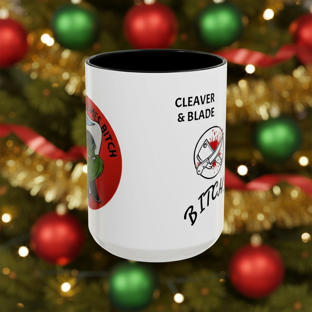 Cleaver & Blade Coffee Mug — 'Bitch!' Graphic Accent Mug (11/15 oz)