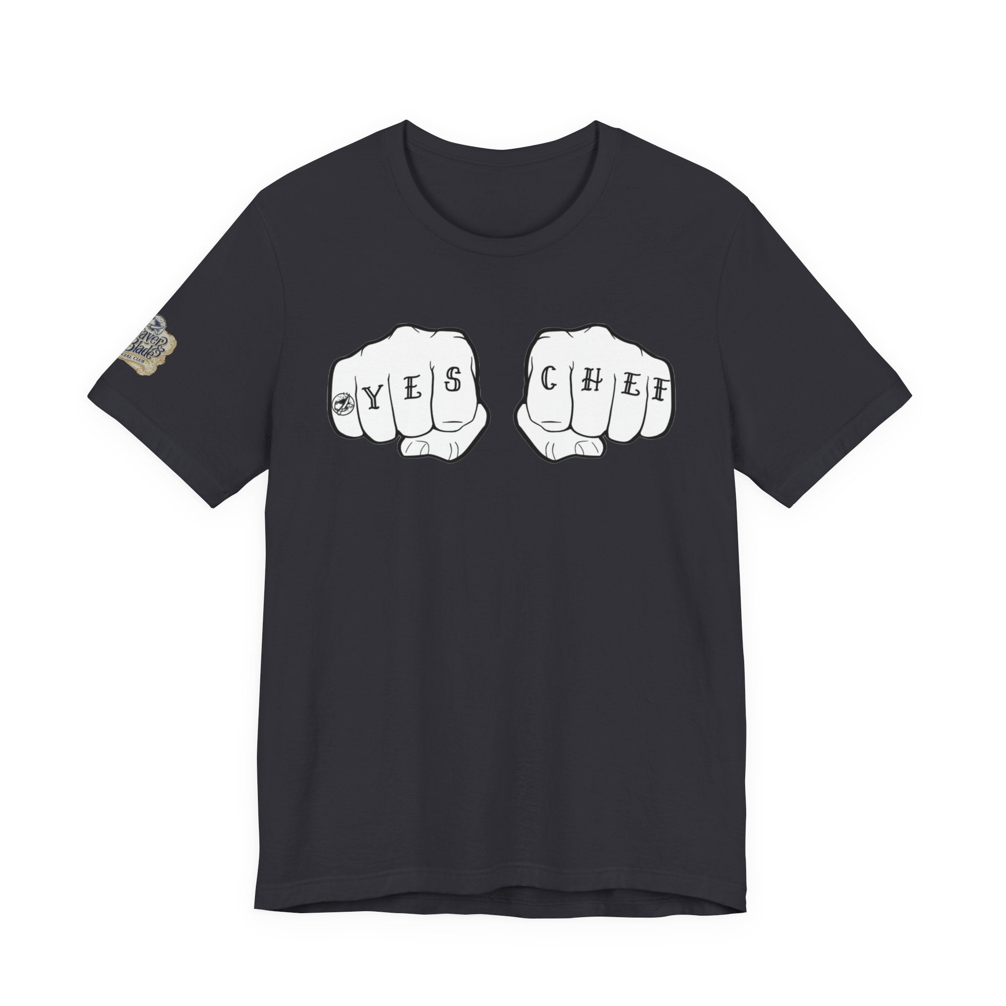 Knuckle Tattoo 'YES CHEF' T-Shirt — Chef Kitchen Tattoo Graphic Tee