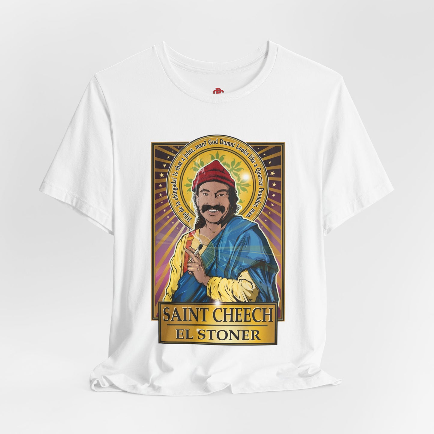 Saint Cheech El Stoner T‑Shirt — Retro Cannabis Prayer Tee