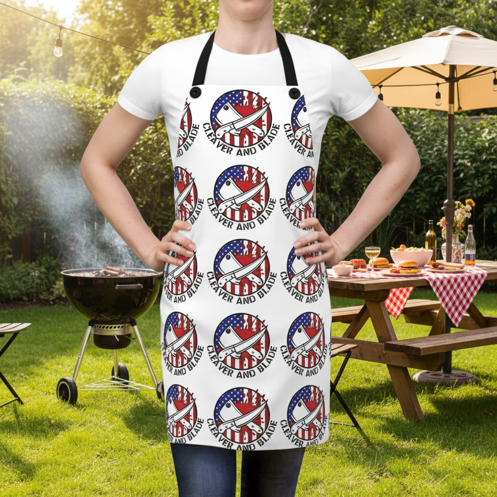 American Cleaver and Blade Pattern Apron — Patriotic Chef BBQ Gift