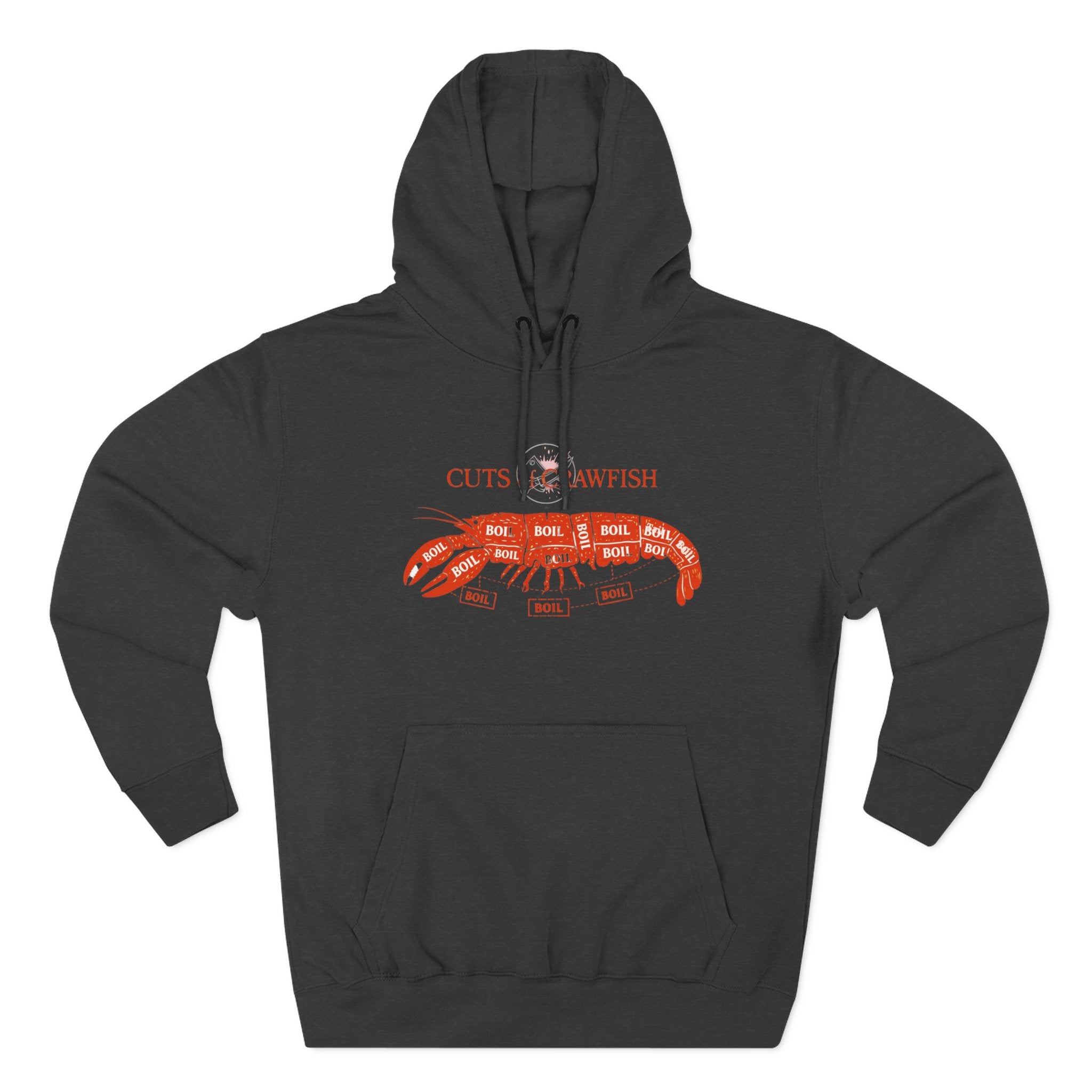 Crawfish Cuts Diagram Hoodie — Seafood Lover Graphic Fleece Hoodie
