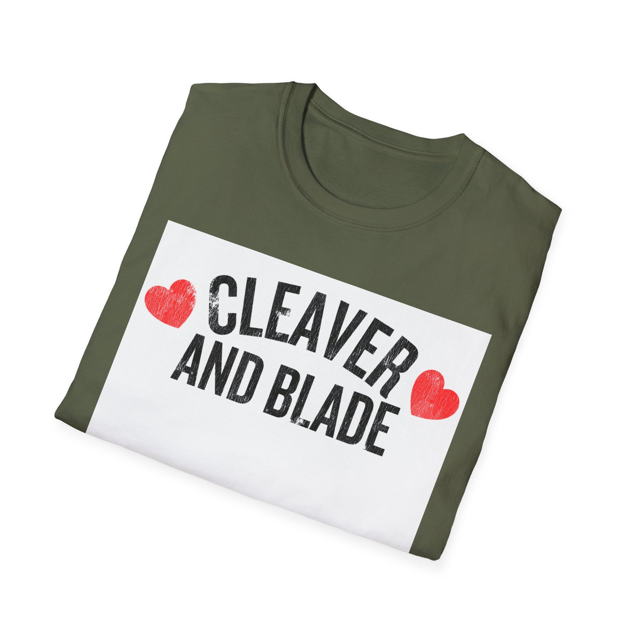 Cleaver And Blade T-Shirt — Cute Kitchen Couple Chef Shirt with Heart Accents