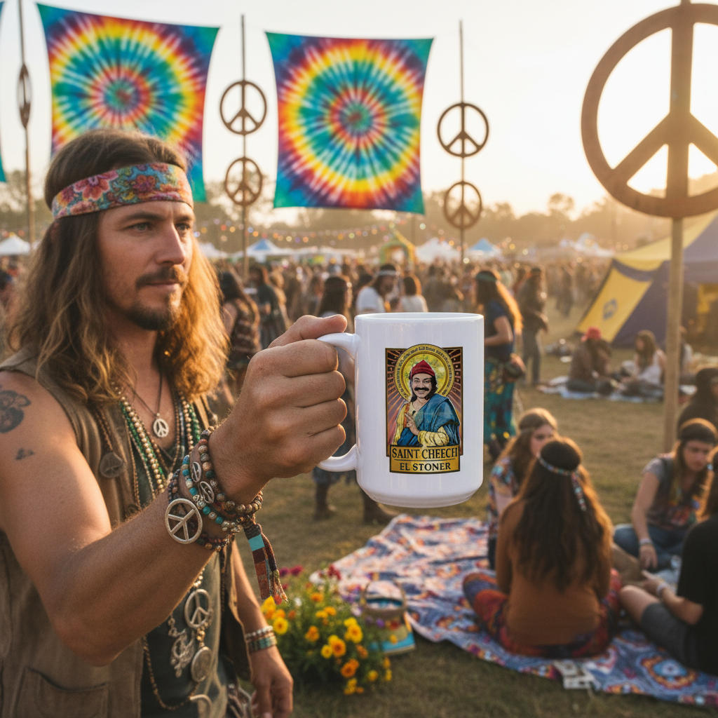 Service Vessel-Chef Coffee Mug – “Saint Cheech El Stoner” Parody Mug | Cleaver & Blade®