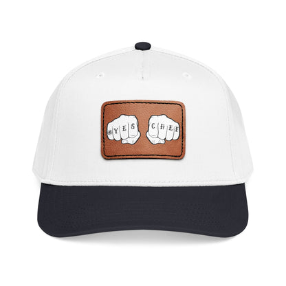 Leather Patch Baseball Cap — 'Yes Chef' Knuckle Tattoo Design