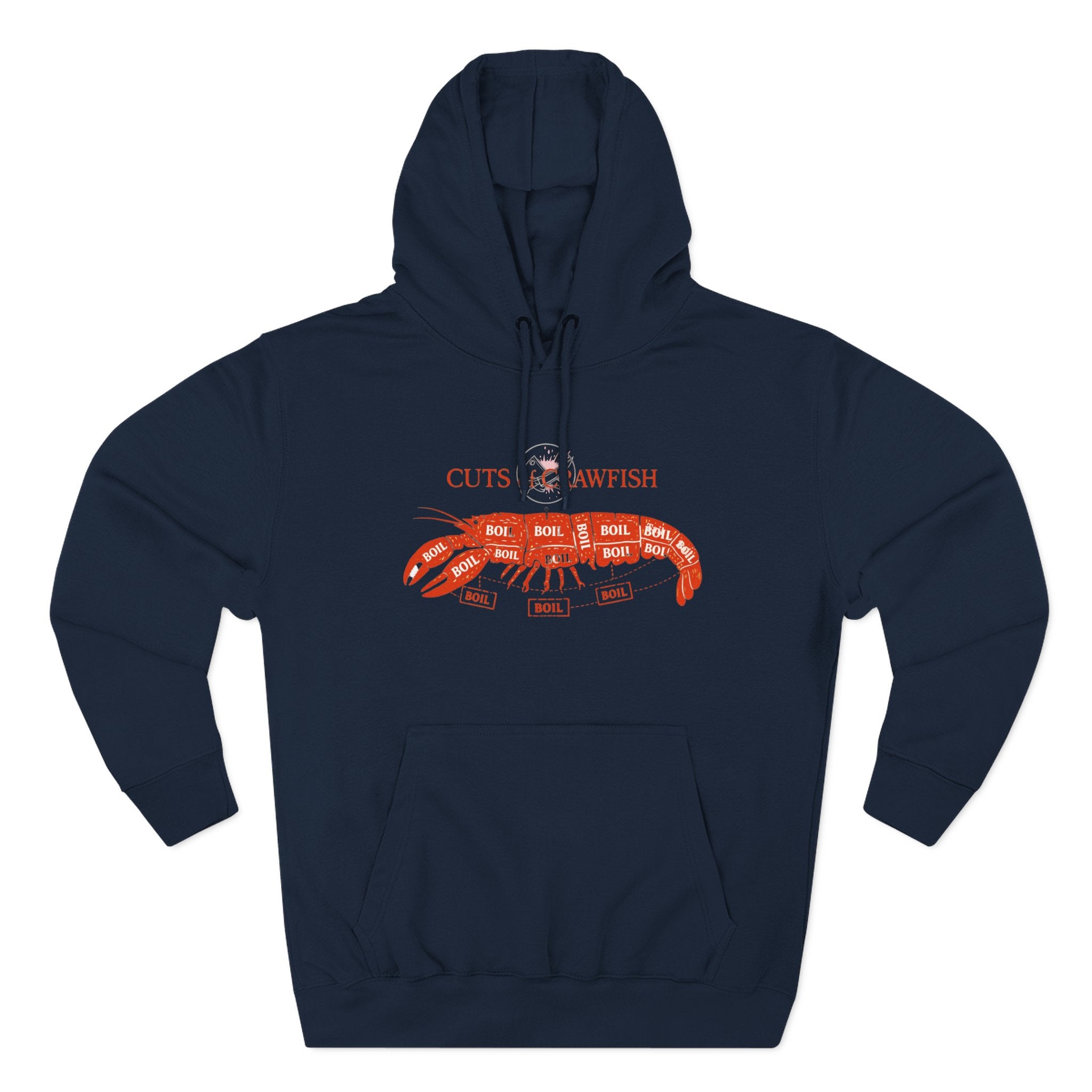 Crawfish Cuts Diagram Hoodie — Seafood Lover Graphic Fleece Hoodie