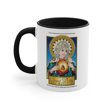 Dolly Parton Saint Portrait Accent Mug — Inspirational Music Lover Coffee Cup